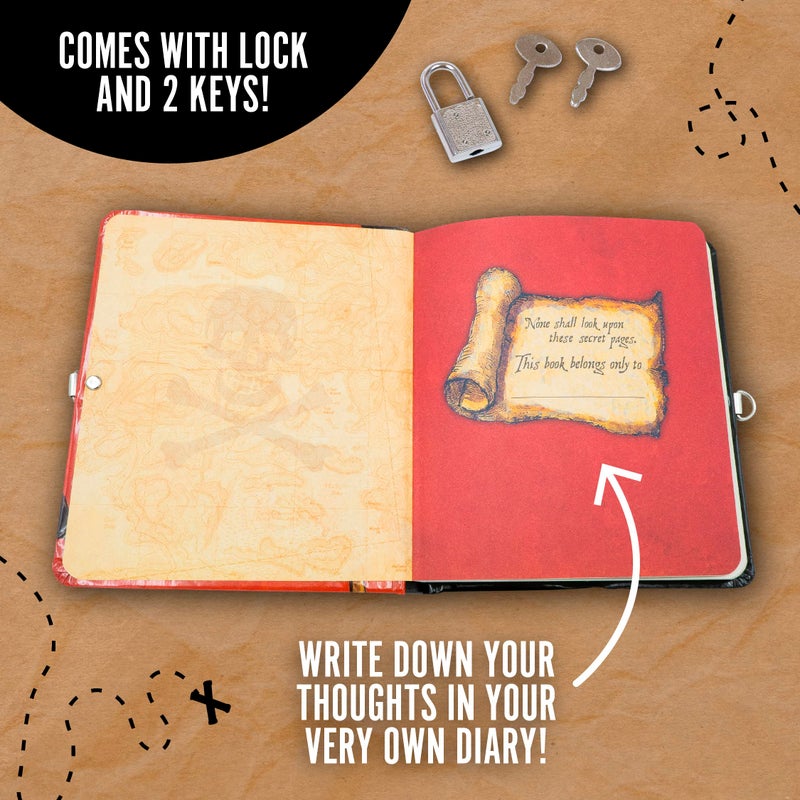 Peaceable Kingdom Pirates 6.25" Lock and Key, Lined Page Diary for Kids - Image 3